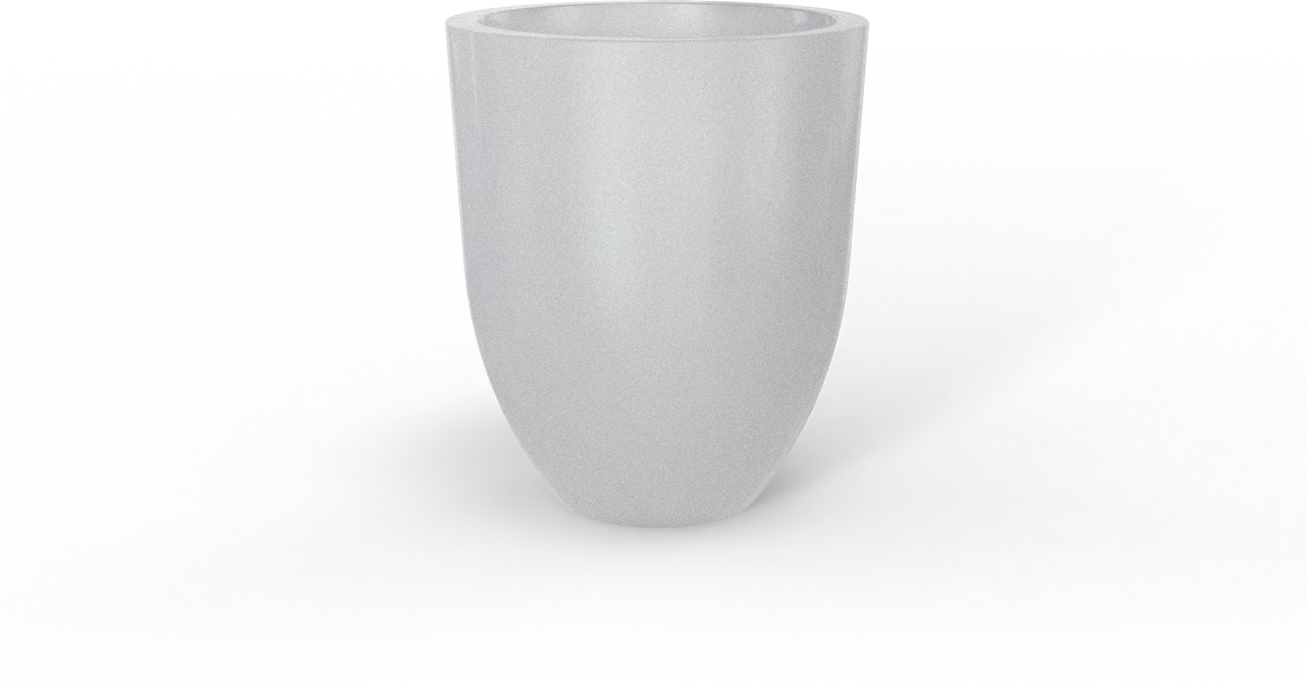 Valencia Round Fiberglass Planter in Metallic Silver