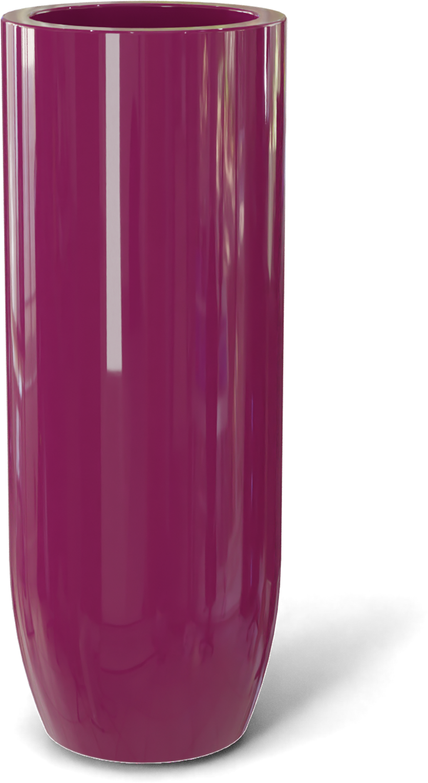 Saint Tropez Round Fiberglass Planter in Gloss Eggplant