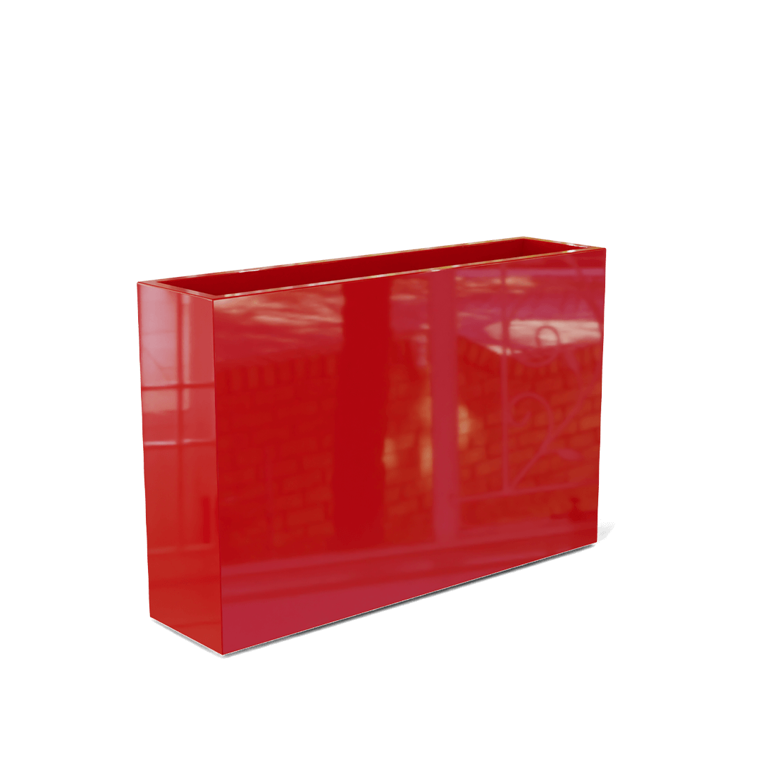 Delray Rectangular Fiberglass Planter in Gloss Red