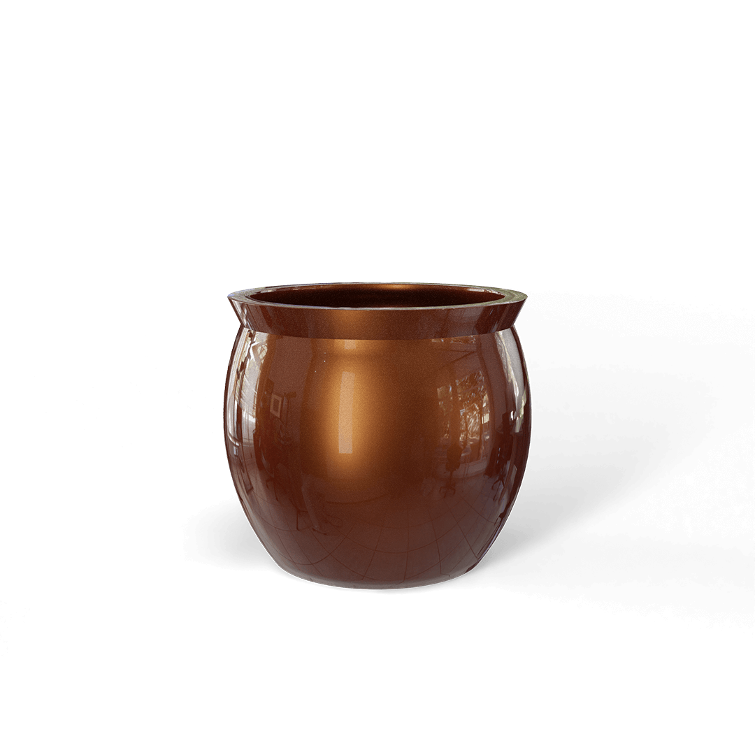 Shanghai Bowl Fiberglass Planter in Metallic Bronze