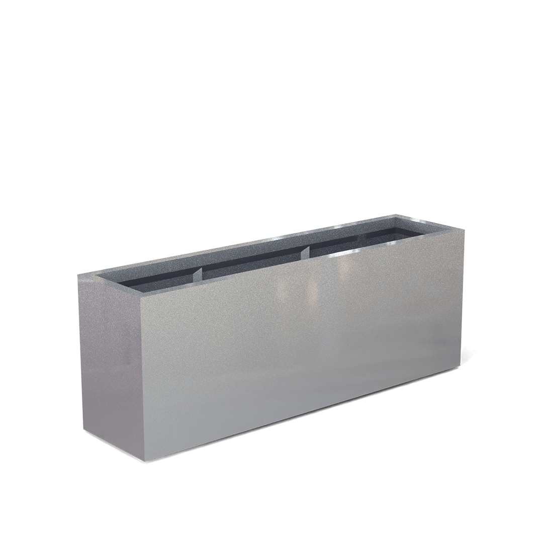 Miami Rectangular Fiberglass Planter in Metallic Silver
