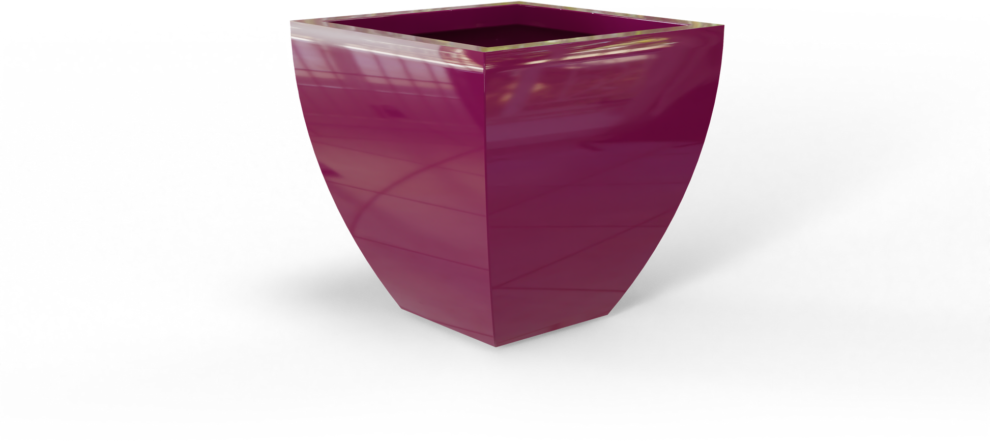 Lima Tapered Square Fiberglass Planter in Gloss Eggplant