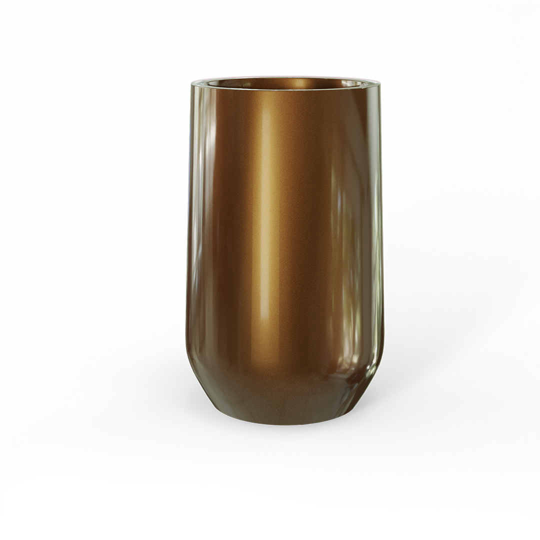 Hayden Round Fiberglass Planter in Metallic Bronze