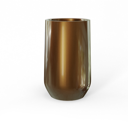 Hayden Round Fiberglass Planter in Metallic Bronze