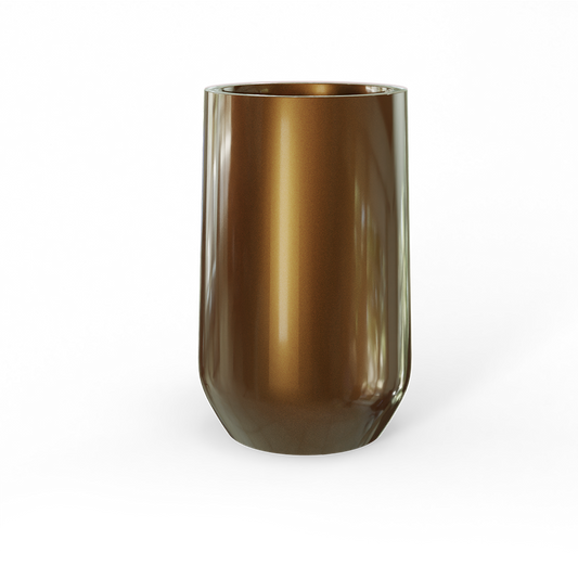 Hayden Round Fiberglass Planter in Metallic Bronze
