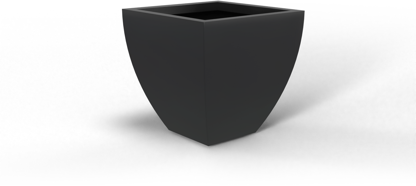Lima Tapered Square Fiberglass Planter in Matte Charcoal