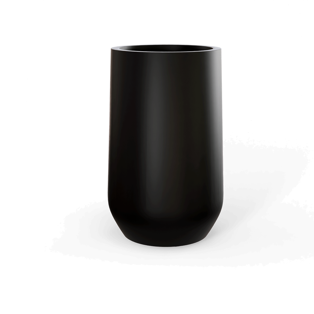 Hayden Round Fiberglass Planter in Matte Black