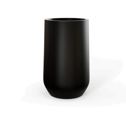 Hayden Round Fiberglass Planter in Matte Black