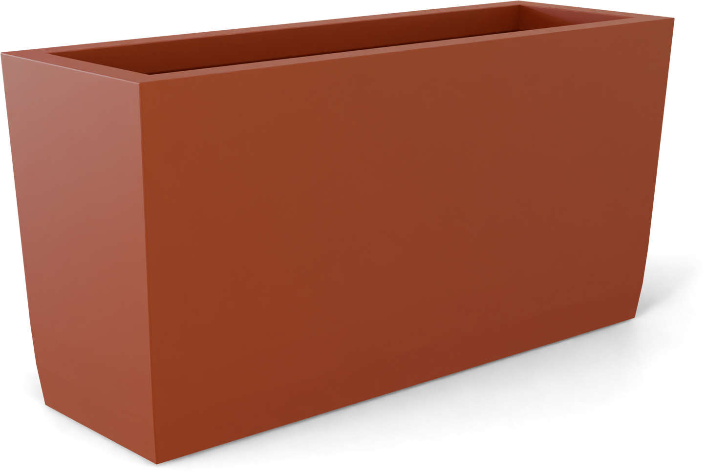 Panama Curved Rectangular Fiberglass Planter in Matte Terra Cotta