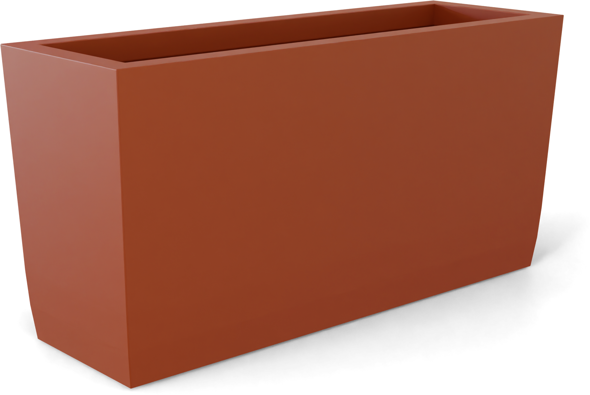 Panama Curved Rectangular Fiberglass Planter in Matte Terra Cotta