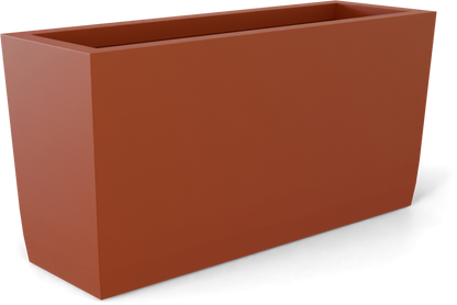 Panama Curved Rectangular Fiberglass Planter in Matte Terra Cotta
