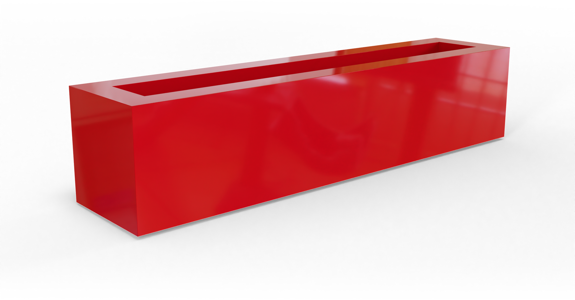 Salon Rectangular Fiberglass Planter in Gloss Red