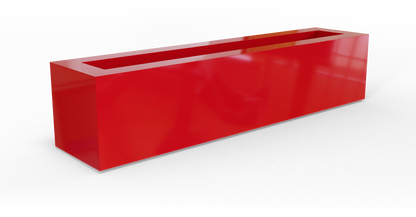 Salon Rectangular Fiberglass Planter in Gloss Red