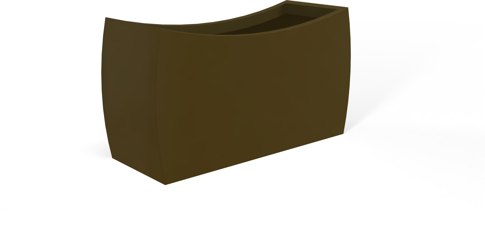 Seoul Curved Rectangular Fiberglass Planter in Matte Bronze