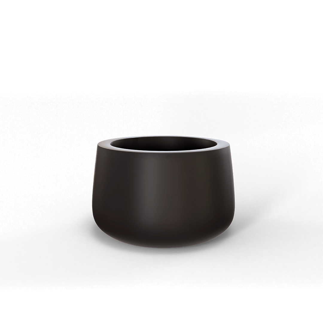 Short Hayden Round Fiberglass Planter in Matte Charcoal