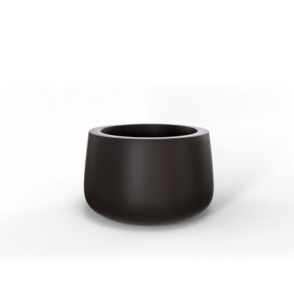 Short Hayden Round Fiberglass Planter in Matte Charcoal