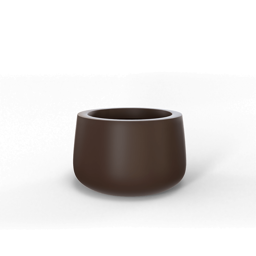 Short Hayden Round Fiberglass Planter in Matte Dark Brown