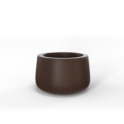 Short Hayden Round Fiberglass Planter in Matte Dark Brown