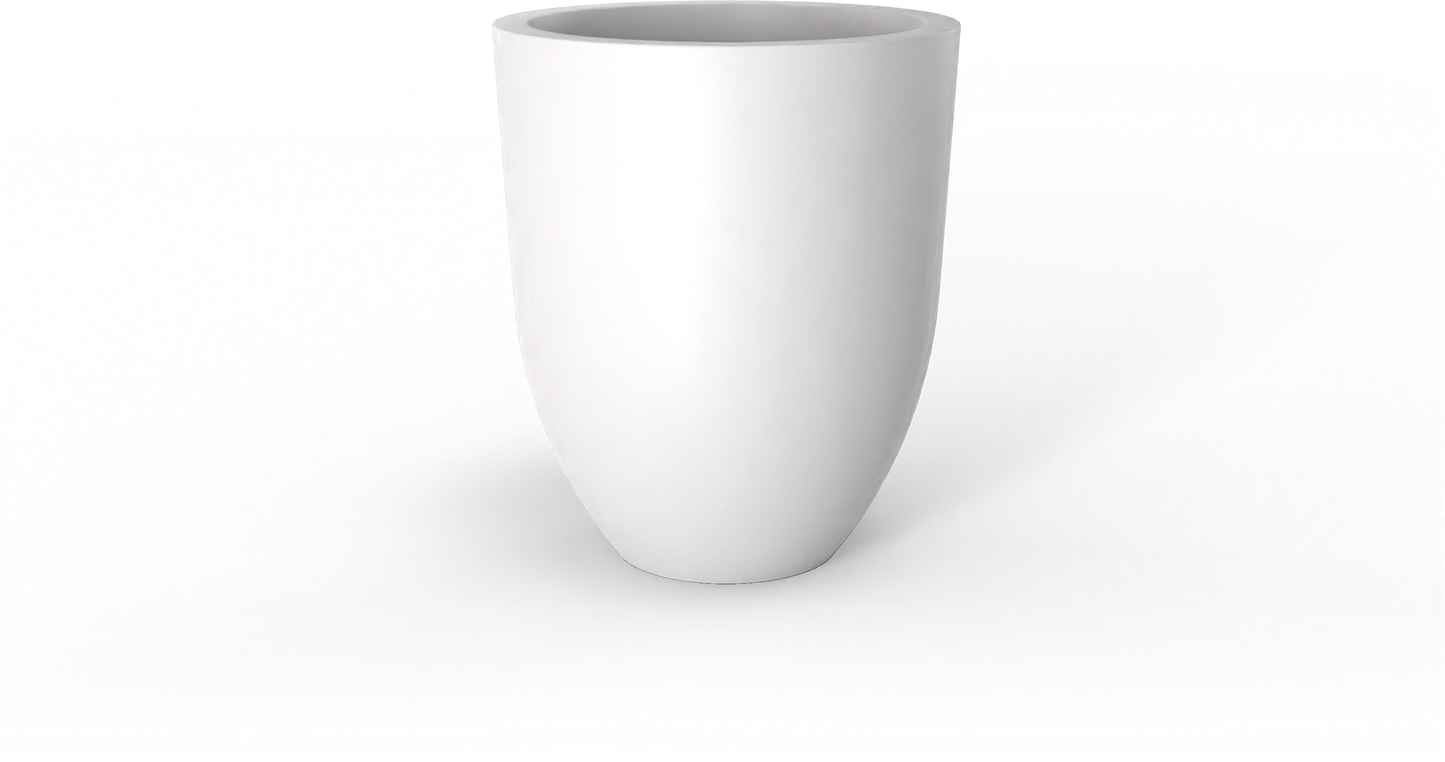 Valencia Round Fiberglass Planter in Matte Bright White