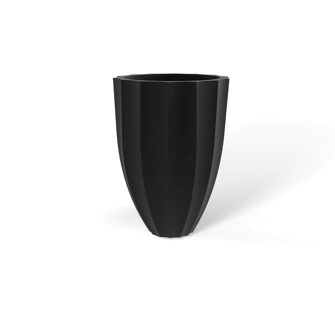 Alicante Round Fiberglass Planter in Matte Black
