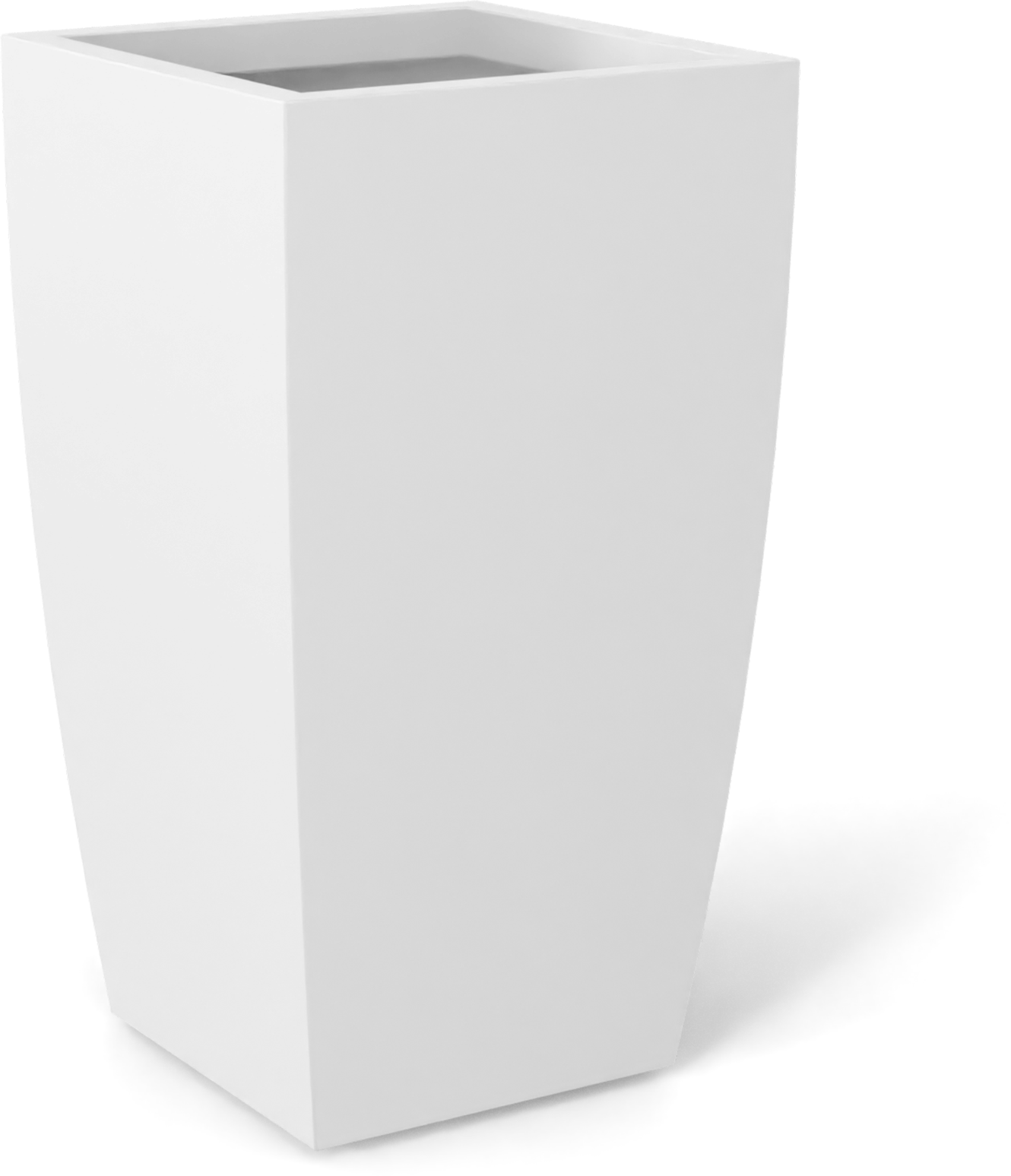 Toulan Tall Tapered Square Fiberglass Planter in Matte Bright White