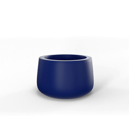 Short Hayden Round Fiberglass Planter in Matte Cobalt Blue