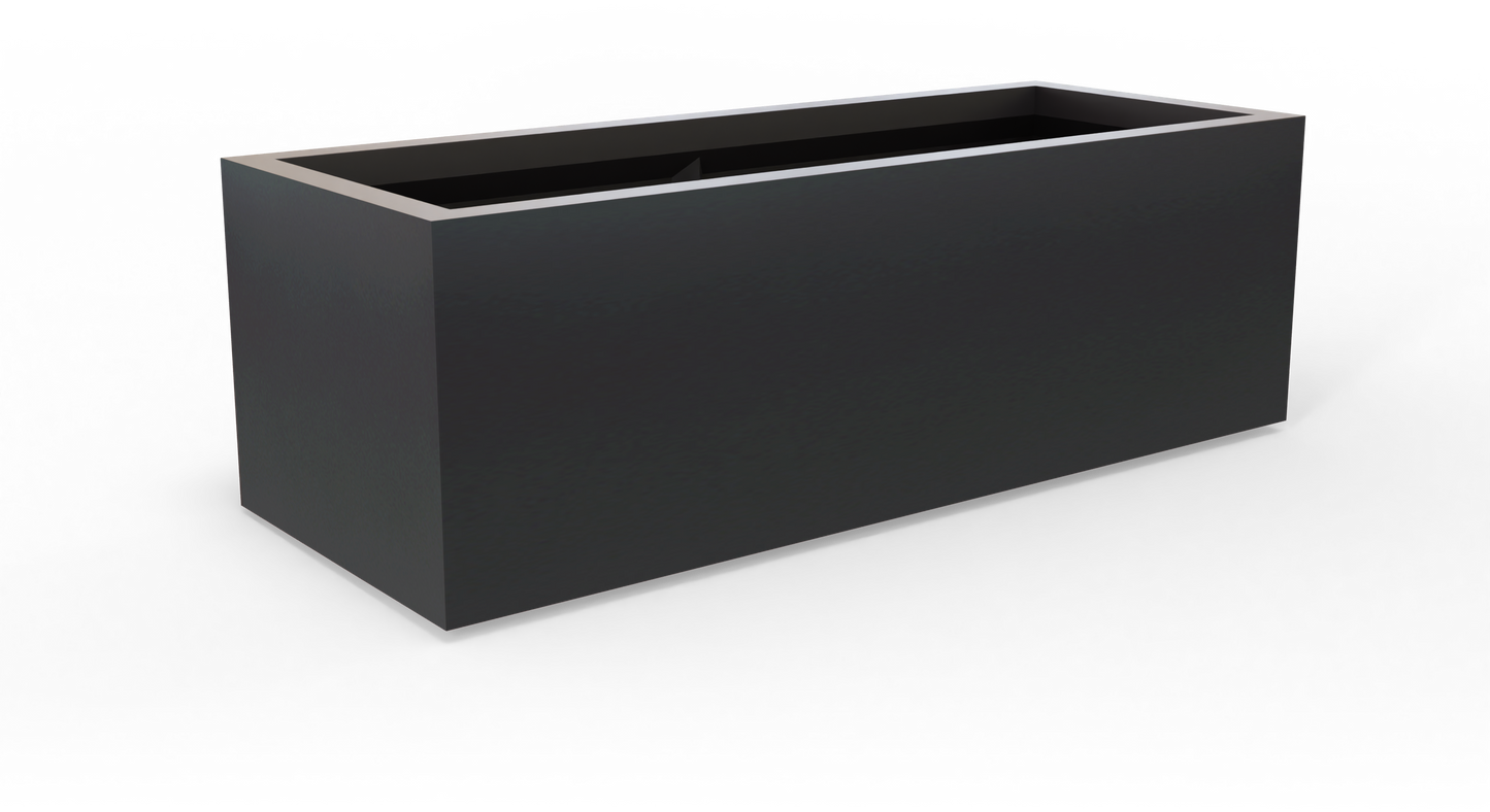 Cuba Rectangular Fiberglass Planter in Matte Charcoal