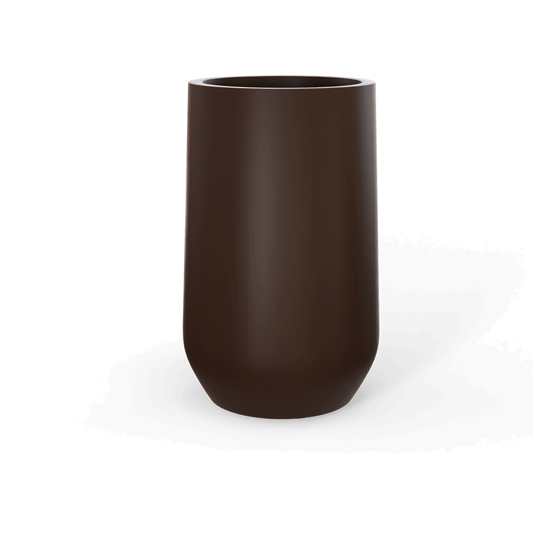 Hayden Round Fiberglass Planter in Matte Dark Brown
