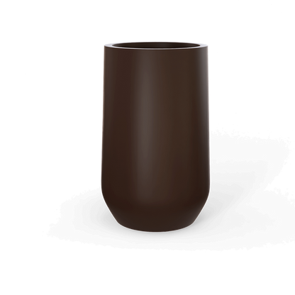 Hayden Round Fiberglass Planter in Matte Dark Brown