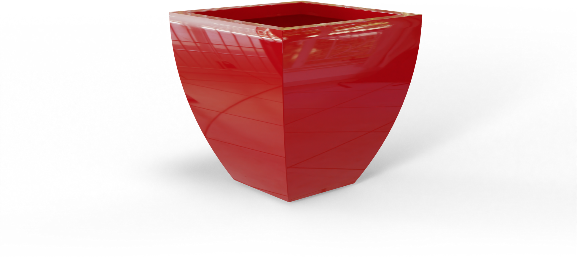 Lima Tapered Square Fiberglass Planter in Gloss Red