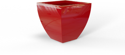 Lima Tapered Square Fiberglass Planter in Gloss Red