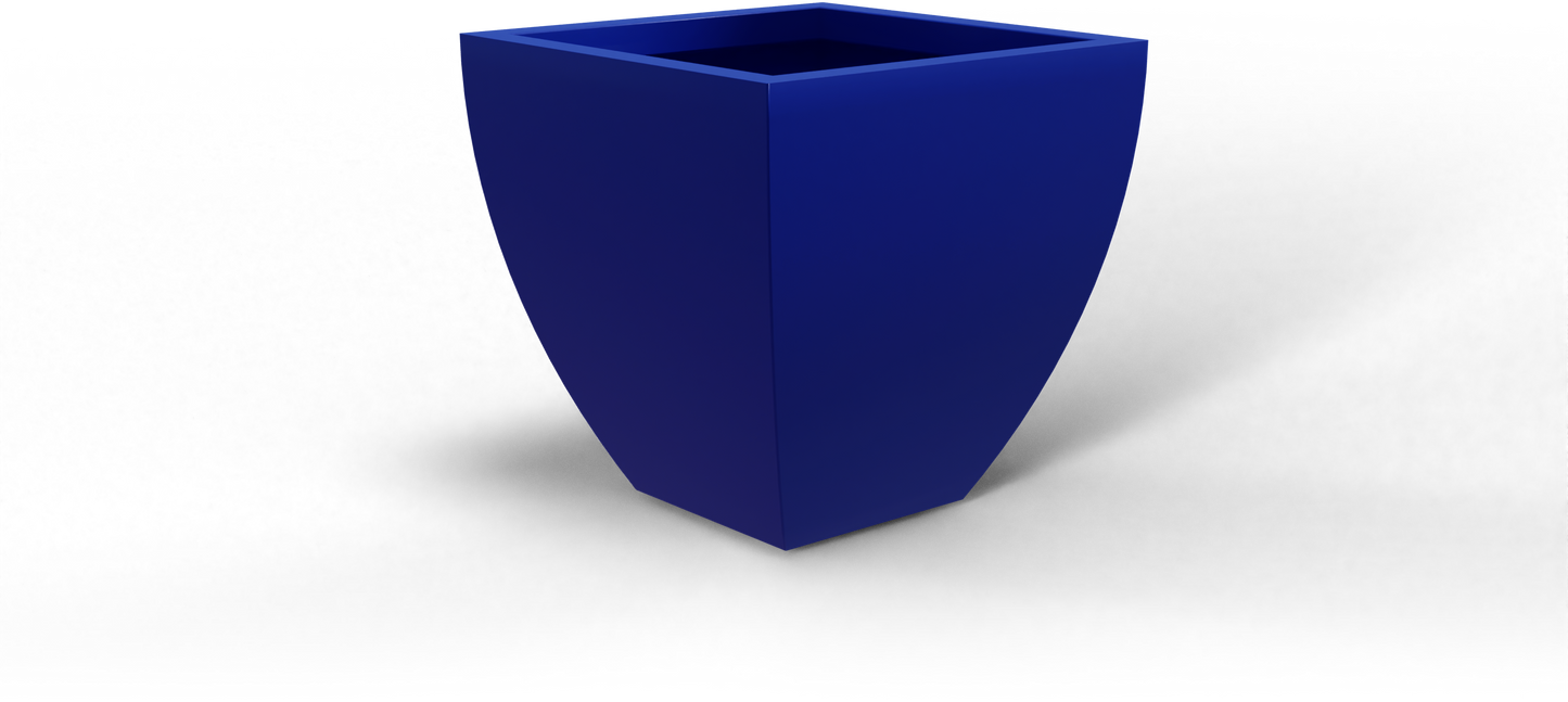 Lima Tapered Square Fiberglass Planter in Matte Cobalt Blue