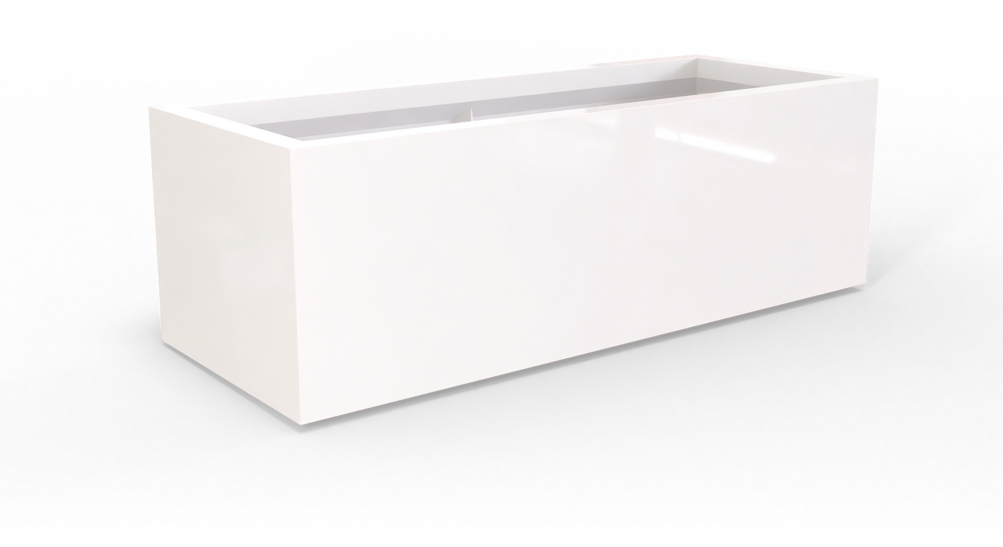 Cuba Rectangular Fiberglass Planter in Gloss Bright White