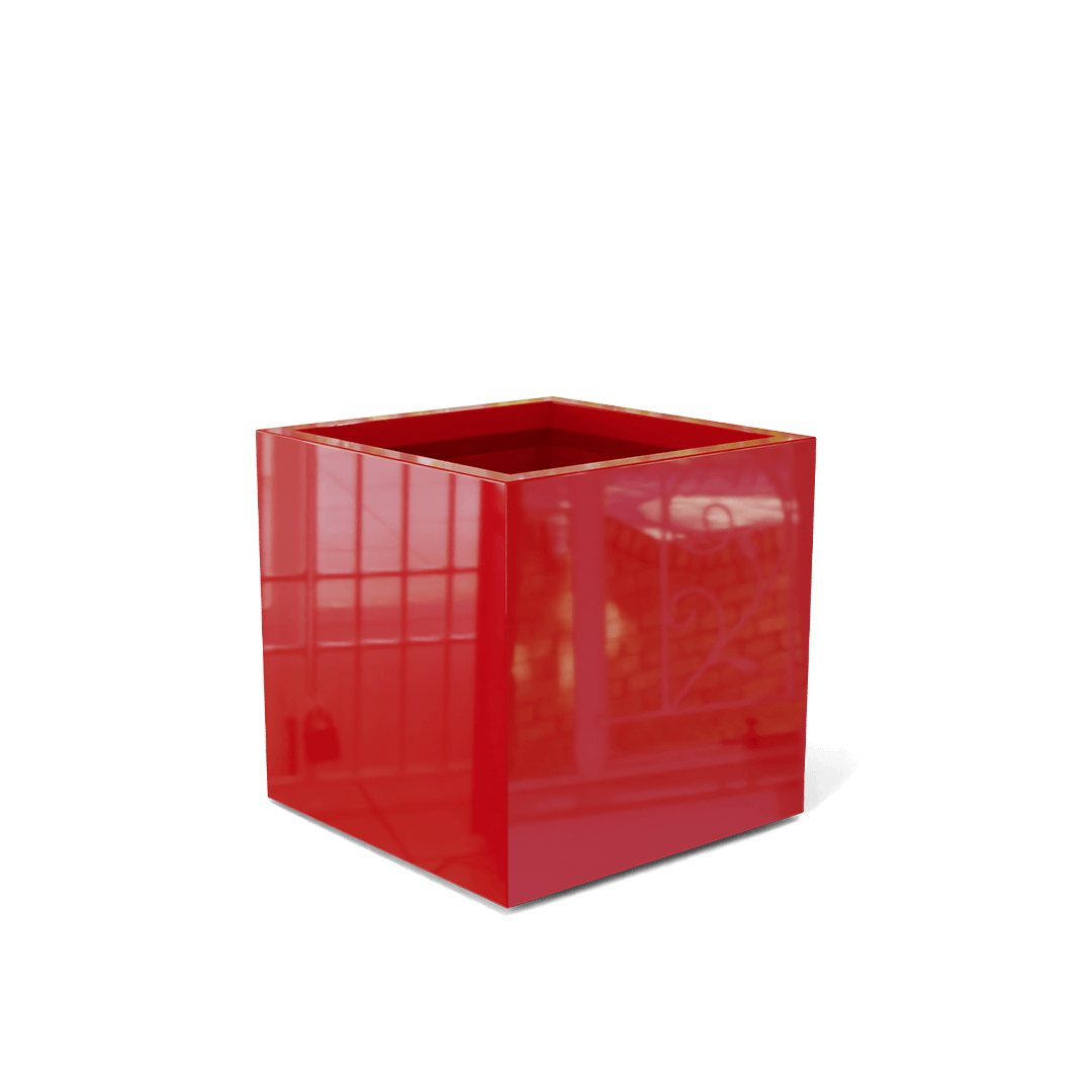 Granada Rectangular Fiberglass Planter in Gloss Red