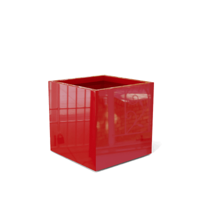 Granada Rectangular Fiberglass Planter in Gloss Red