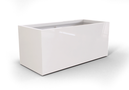 Badalona Rectangular Fiberglass Planter in Gloss Bright White