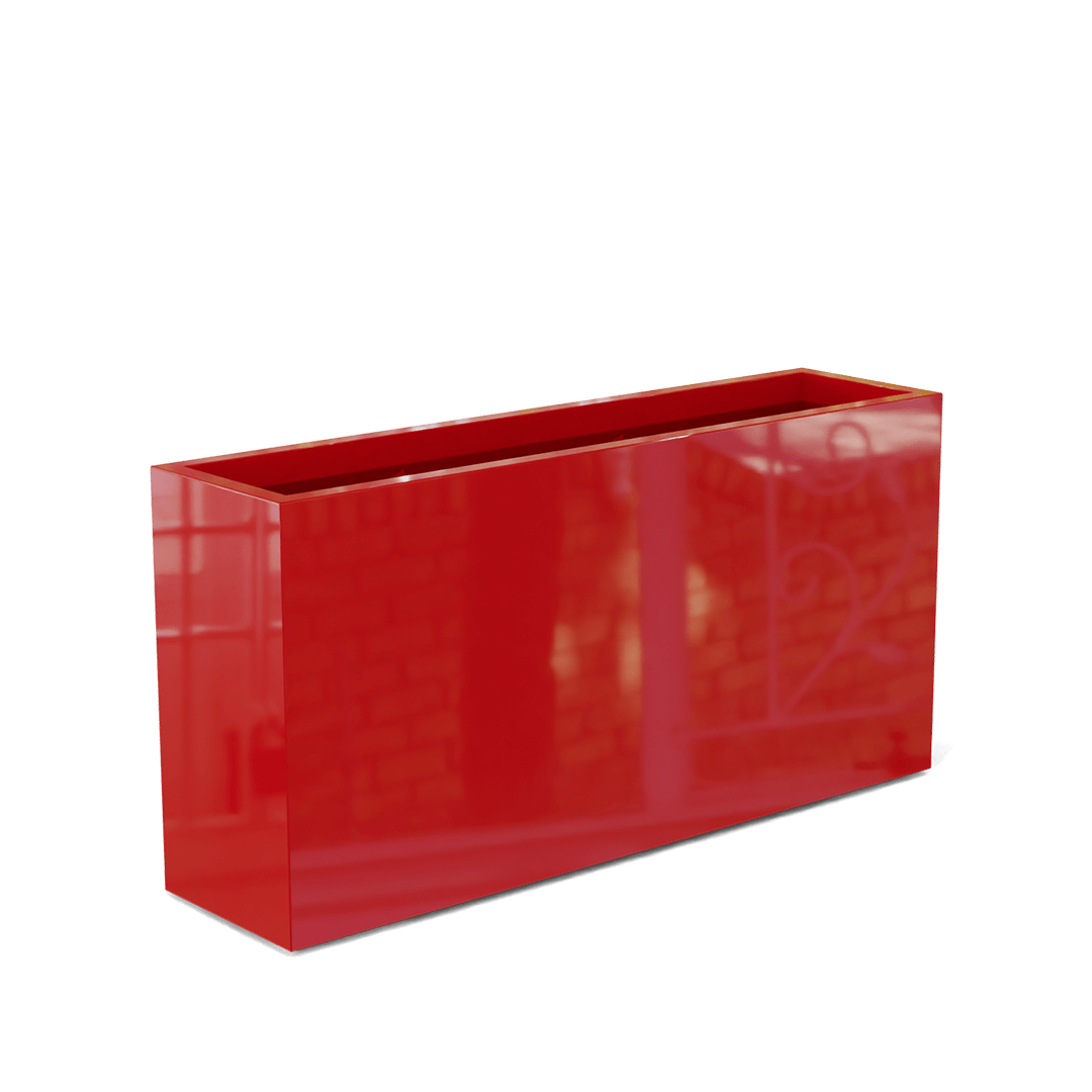 Hollywood Rectangular Fiberglass Planter in Gloss Red