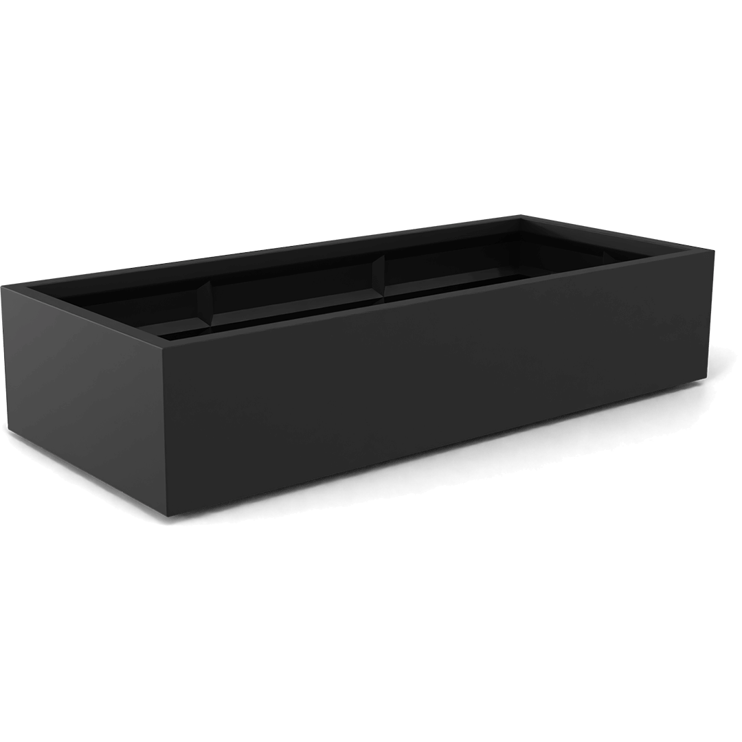 Selenge Rectangular Fiberglass Planter in Matte Charcoal