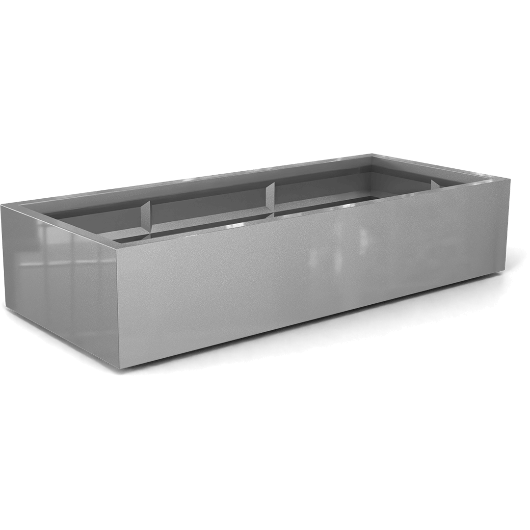 Selenge Rectangular Fiberglass Planter in Metallic Silver