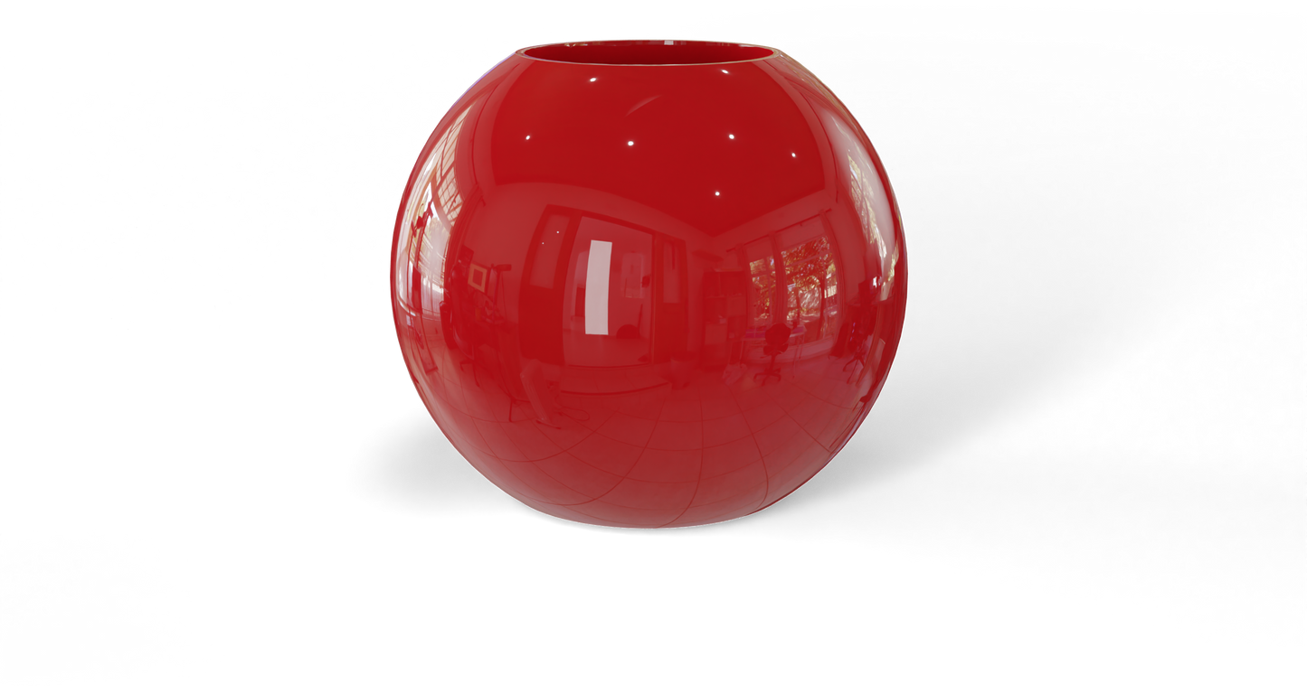 Globe Sculptural Fiberglass Planter in Gloss Red