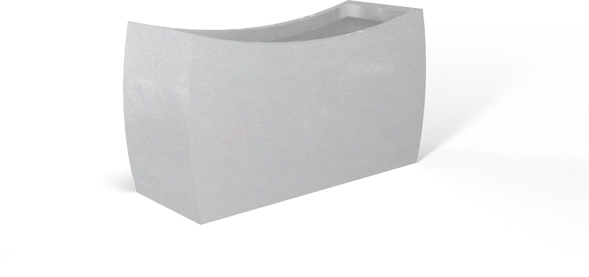 Seoul Curved Rectangular Fiberglass Planter in Metallic Silver