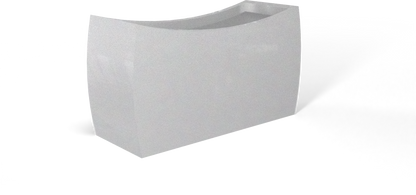 Seoul Curved Rectangular Fiberglass Planter in Metallic Silver