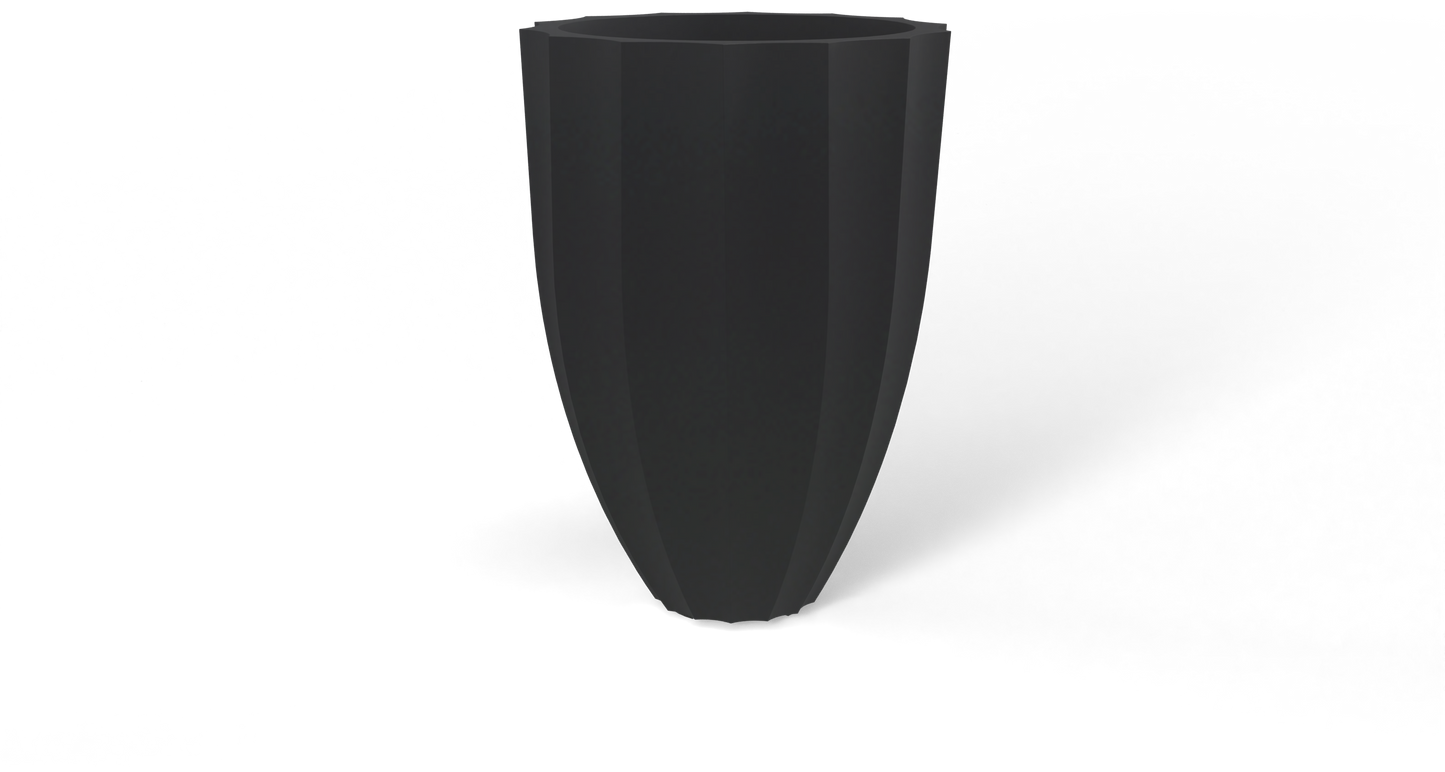 Alicante Round Fiberglass Planter in Matte Charcoal