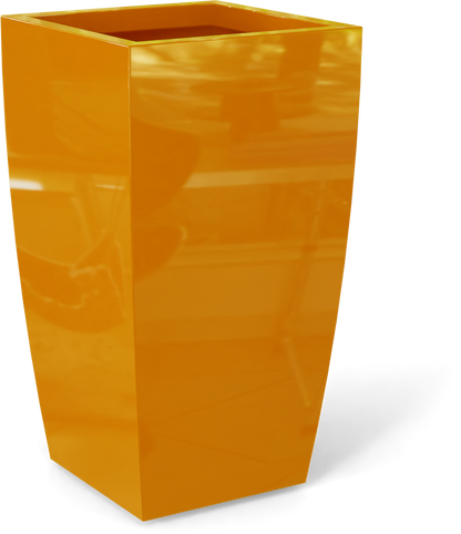 Toulan Tall Tapered Square Fiberglass Planter in Gloss Tangerine
