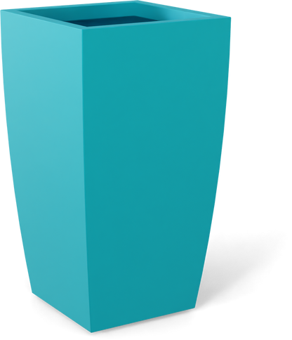 Toulan Tall Tapered Square Fiberglass Planter in Satin Seafoam Green