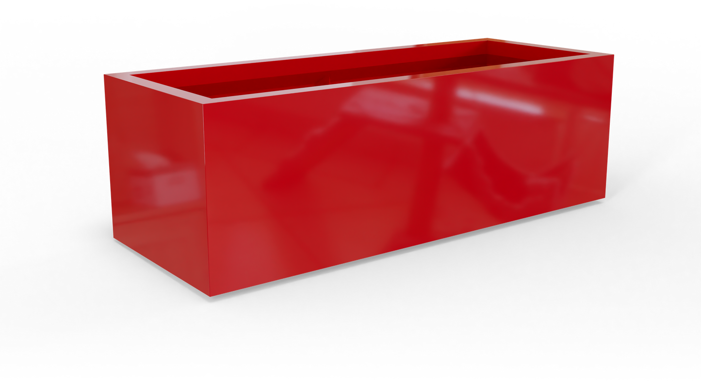 Cuba Rectangular Fiberglass Planter in Gloss Red