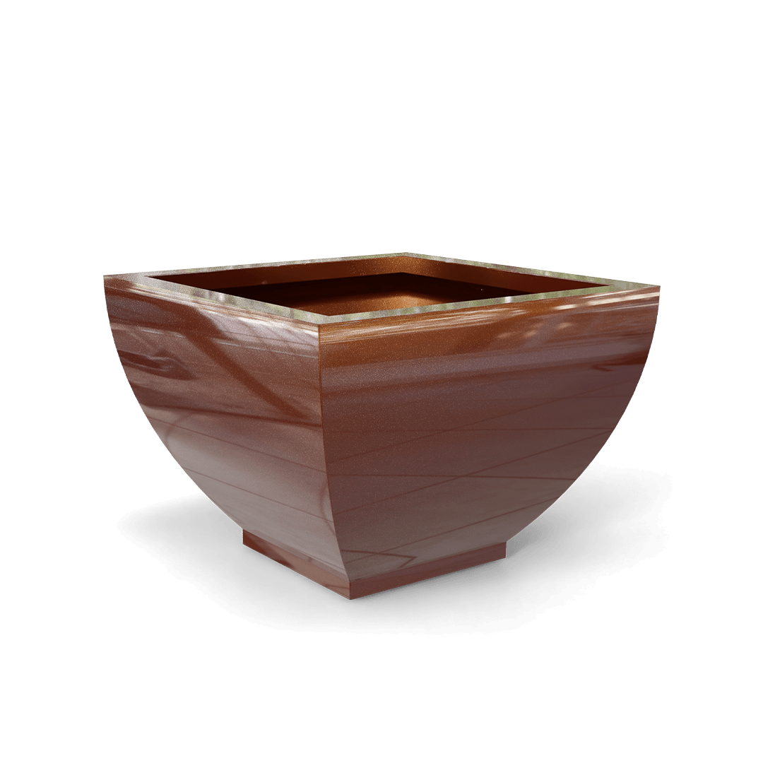 Kathryn Square Fiberglass Planter in Metallic Bronze