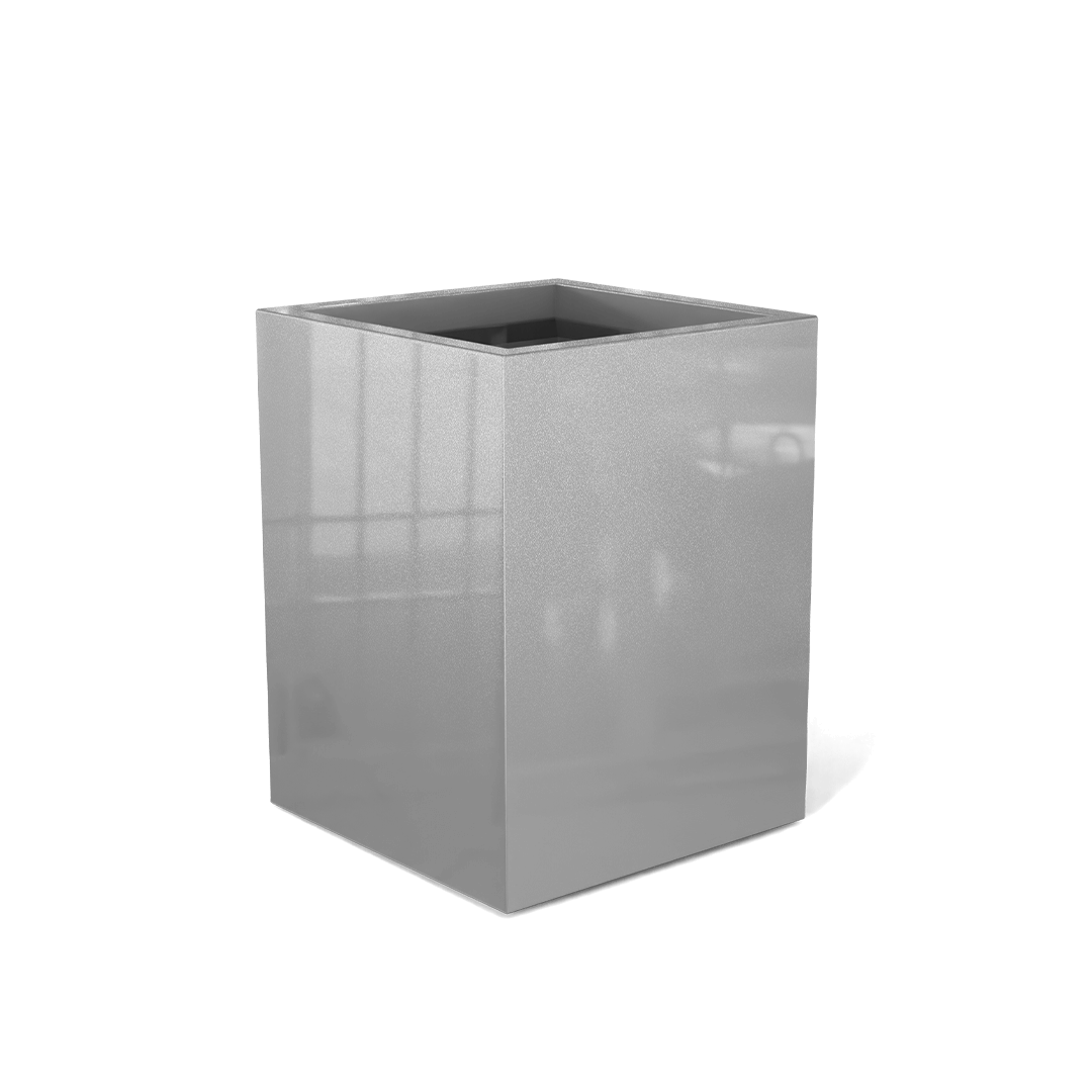 Brisbane Rectangular Fiberglass Planter in Metallic Silver
