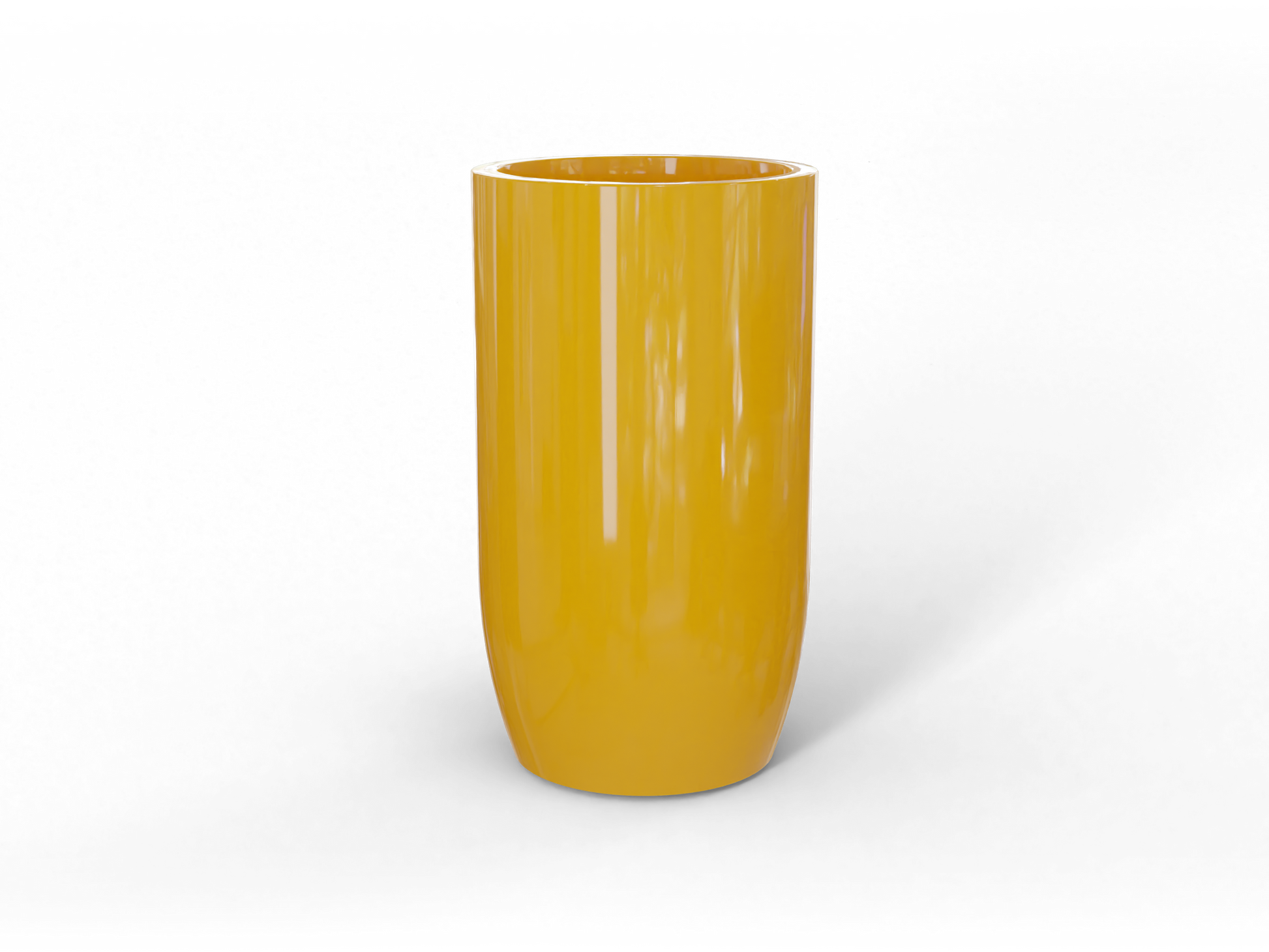 Lisbon Round Fiberglass Planter in Gloss Saffron