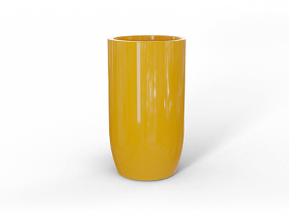 Lisbon Round Fiberglass Planter in Gloss Saffron